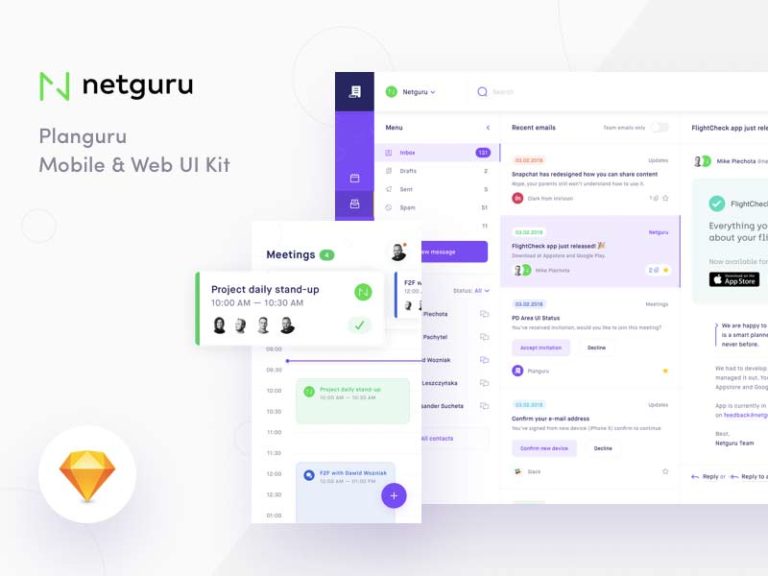 Planguru Free Sketch UI Kit DesignerMill